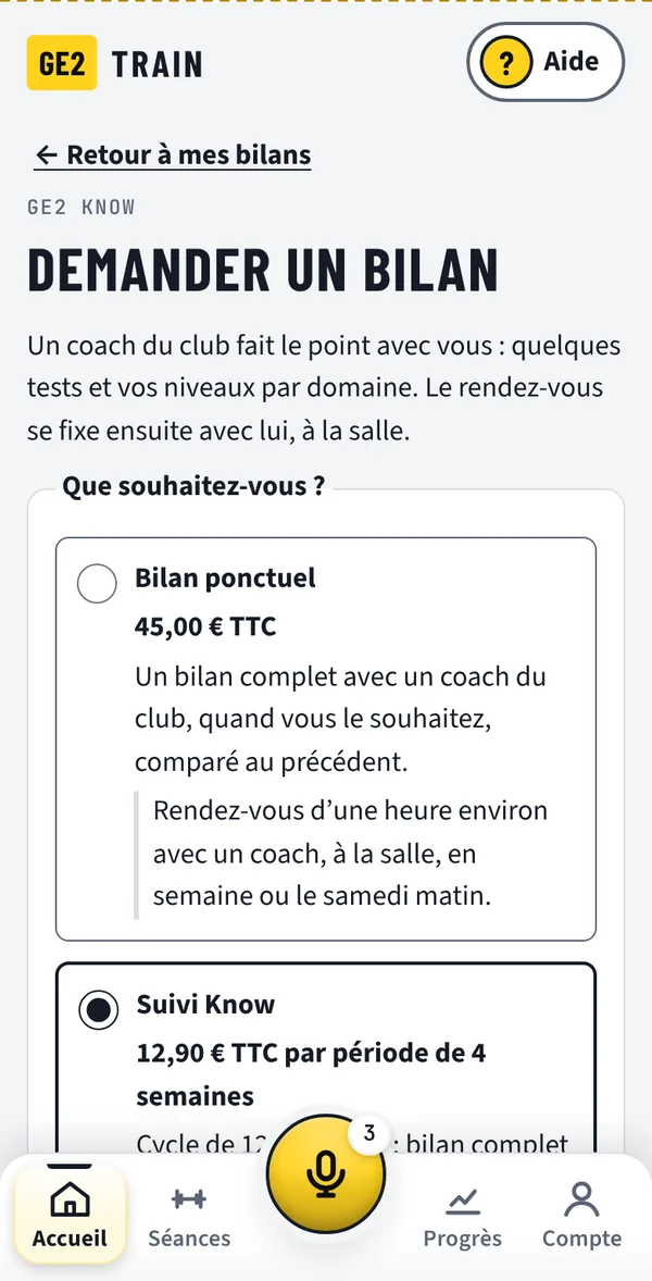 Demander un bilan&nbsp;: bilan ponctuel ou suivi Know