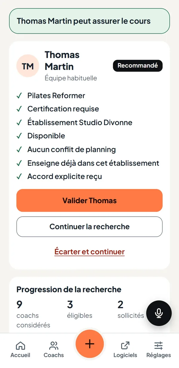 GE2 Coach Relais&nbsp;: un remplaçant à valider