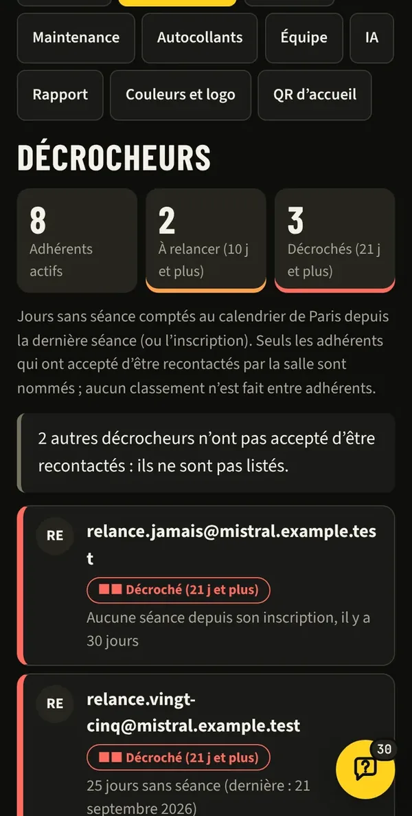 Décrocheurs&nbsp;: 8 actifs, 2 à relancer, 3 décrochés